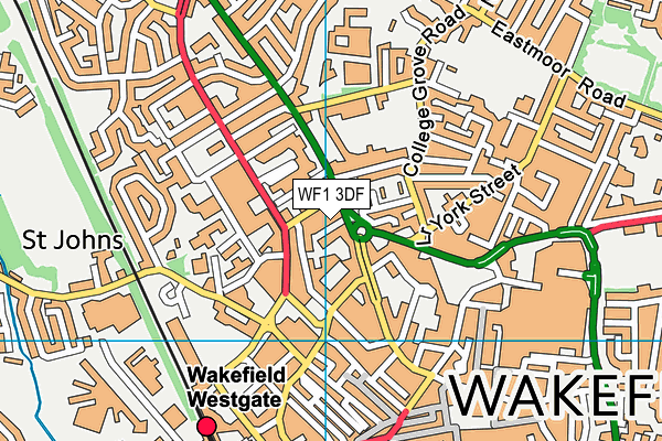 WF1 3DF map - OS VectorMap District (Ordnance Survey)