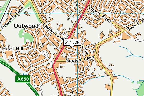 WF1 3DN map - OS VectorMap District (Ordnance Survey)