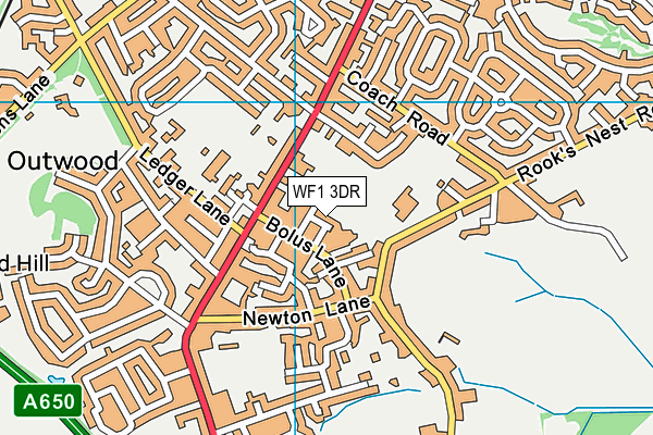 WF1 3DR map - OS VectorMap District (Ordnance Survey)