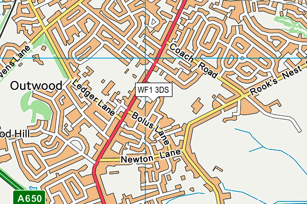 WF1 3DS map - OS VectorMap District (Ordnance Survey)