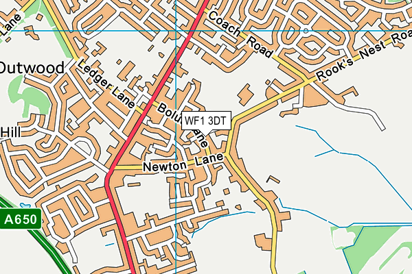 WF1 3DT map - OS VectorMap District (Ordnance Survey)