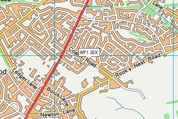 Coach Road Recreation Ground map (WF1 3EX) - OS VectorMap District (Ordnance Survey)