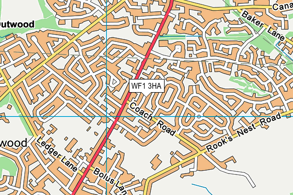 WF1 3HA map - OS VectorMap District (Ordnance Survey)