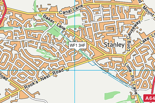 WF1 3HF map - OS VectorMap District (Ordnance Survey)