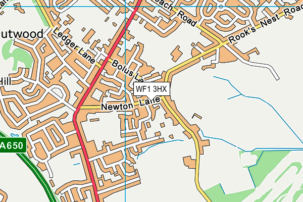 WF1 3HX map - OS VectorMap District (Ordnance Survey)
