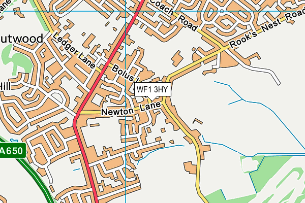 WF1 3HY map - OS VectorMap District (Ordnance Survey)