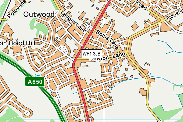 WF1 3JB map - OS VectorMap District (Ordnance Survey)