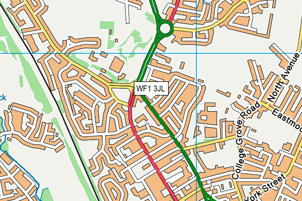 WF1 3JL map - OS VectorMap District (Ordnance Survey)