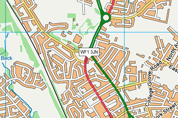 WF1 3JN map - OS VectorMap District (Ordnance Survey)