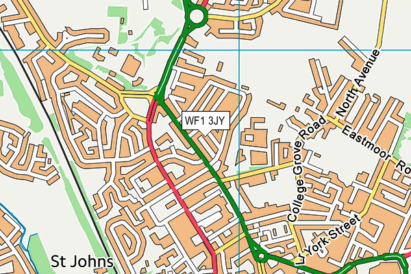 WF1 3JY map - OS VectorMap District (Ordnance Survey)