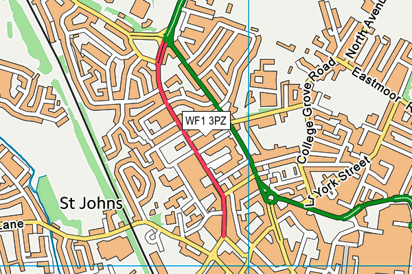 WF1 3PZ map - OS VectorMap District (Ordnance Survey)