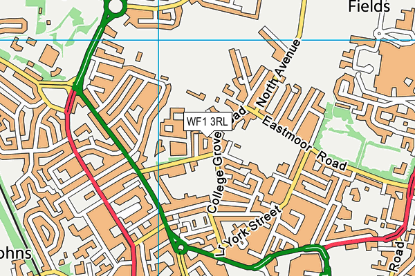 Queen Elizabeth Grammar School Playing Field map (WF1 3RL) - OS VectorMap District (Ordnance Survey)