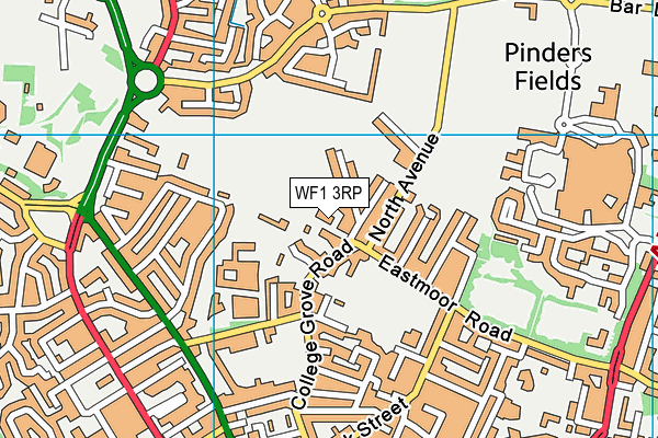 WF1 3RP map - OS VectorMap District (Ordnance Survey)