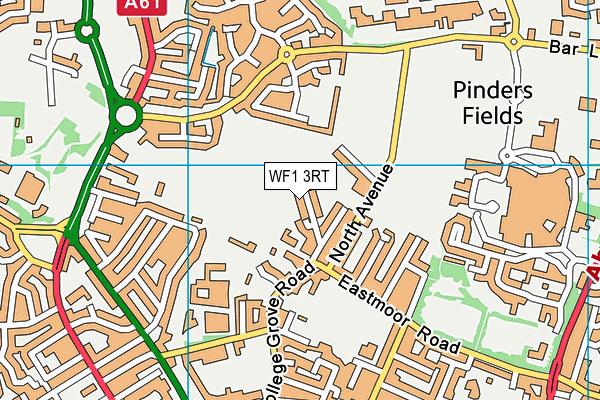 WF1 3RT map - OS VectorMap District (Ordnance Survey)