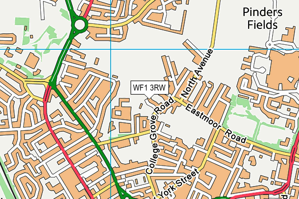 WF1 3RW map - OS VectorMap District (Ordnance Survey)