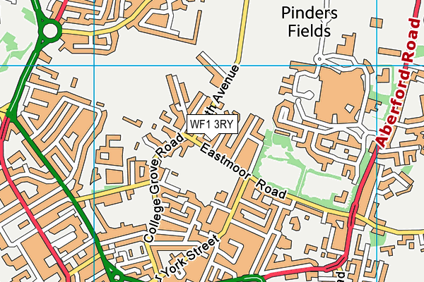 WF1 3RY map - OS VectorMap District (Ordnance Survey)