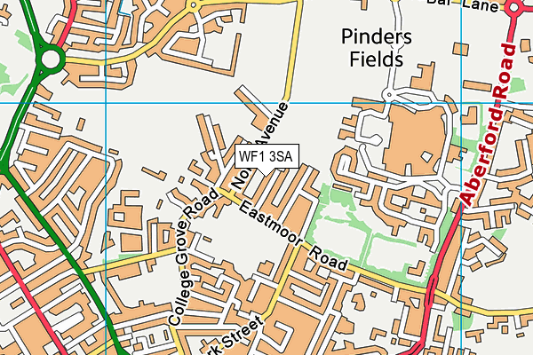 WF1 3SA map - OS VectorMap District (Ordnance Survey)