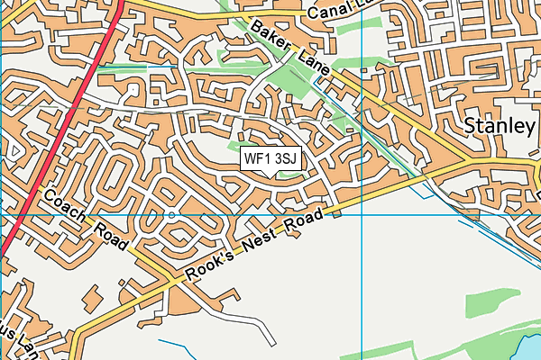 WF1 3SJ map - OS VectorMap District (Ordnance Survey)