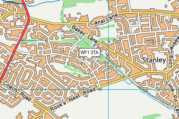 WF1 3TA map - OS VectorMap District (Ordnance Survey)