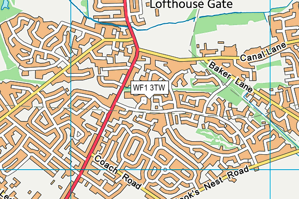 WF1 3TW map - OS VectorMap District (Ordnance Survey)