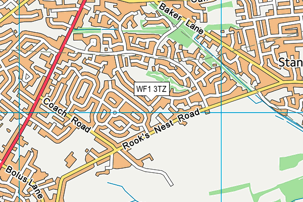 WF1 3TZ map - OS VectorMap District (Ordnance Survey)