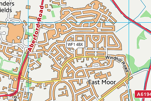 WF1 4BX map - OS VectorMap District (Ordnance Survey)