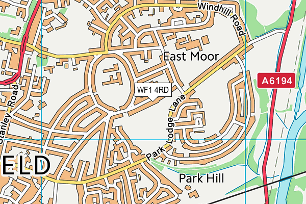 King George V Playing Fields (Wakefield) map (WF1 4RD) - OS VectorMap District (Ordnance Survey)