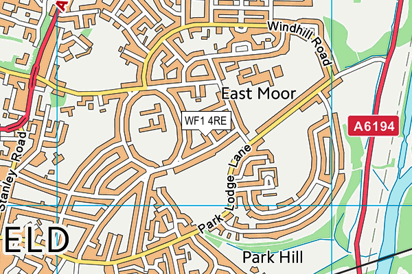 WF1 4RE map - OS VectorMap District (Ordnance Survey)