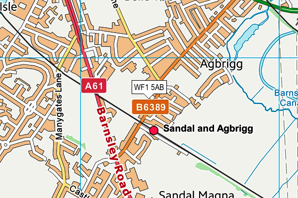 WF1 5AB map - OS VectorMap District (Ordnance Survey)