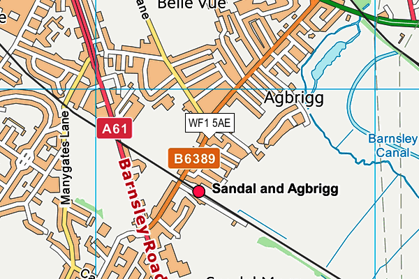 WF1 5AE map - OS VectorMap District (Ordnance Survey)