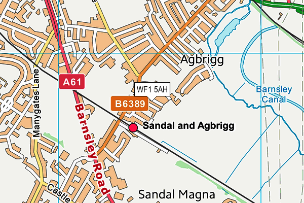 WF1 5AH map - OS VectorMap District (Ordnance Survey)