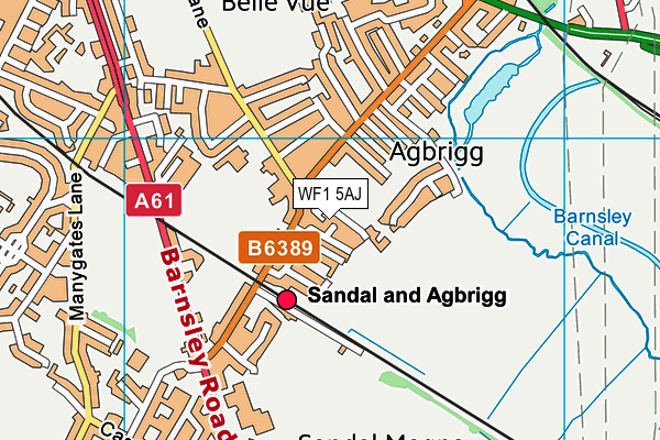 WF1 5AJ map - OS VectorMap District (Ordnance Survey)