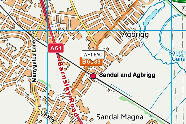 WF1 5AQ map - OS VectorMap District (Ordnance Survey)