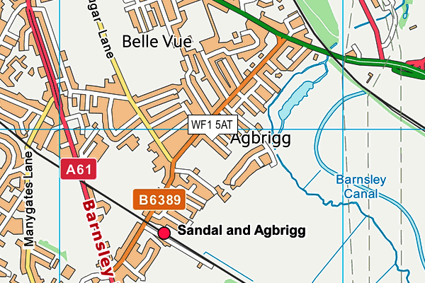 WF1 5AT map - OS VectorMap District (Ordnance Survey)