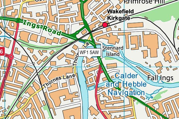 WF1 5AW map - OS VectorMap District (Ordnance Survey)