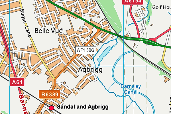 WF1 5BG map - OS VectorMap District (Ordnance Survey)