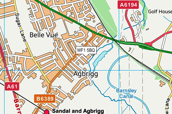 WF1 5BQ map - OS VectorMap District (Ordnance Survey)