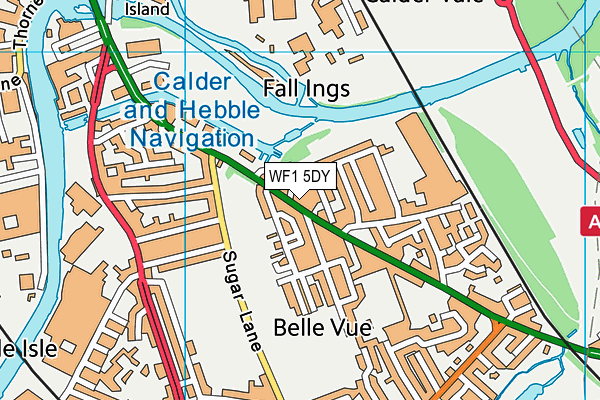 WF1 5DY map - OS VectorMap District (Ordnance Survey)