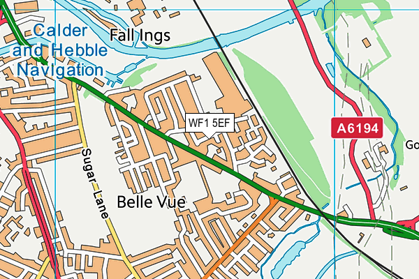 WF1 5EF map - OS VectorMap District (Ordnance Survey)