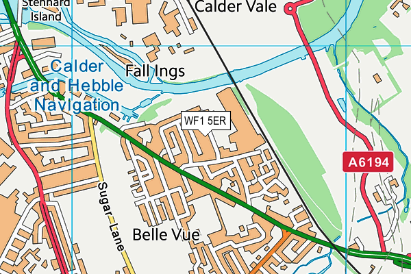 WF1 5ER map - OS VectorMap District (Ordnance Survey)