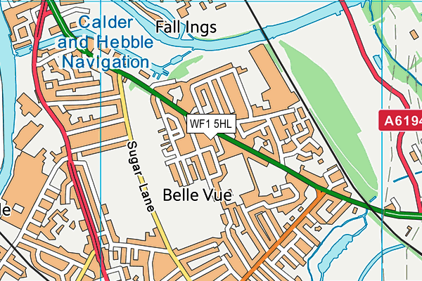 WF1 5HL map - OS VectorMap District (Ordnance Survey)