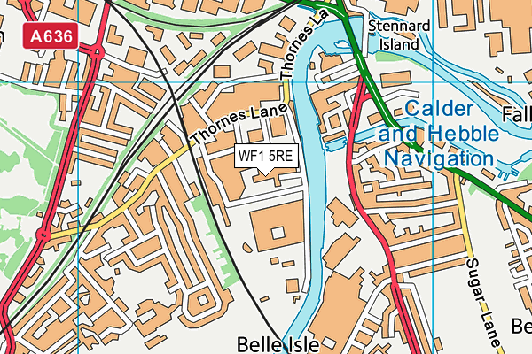 WF1 5RE map - OS VectorMap District (Ordnance Survey)