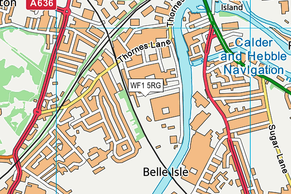 WF1 5RG map - OS VectorMap District (Ordnance Survey)