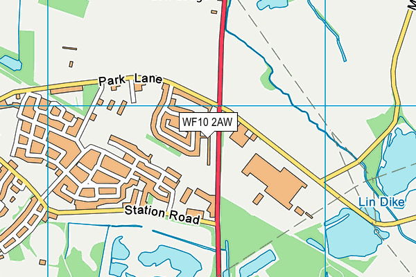 WF10 2AW map - OS VectorMap District (Ordnance Survey)