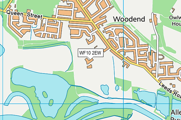 Ninevah Lane Playing Fields map (WF10 2EW) - OS VectorMap District (Ordnance Survey)