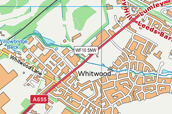Whitwood Recreation Ground map (WF10 5NW) - OS VectorMap District (Ordnance Survey)