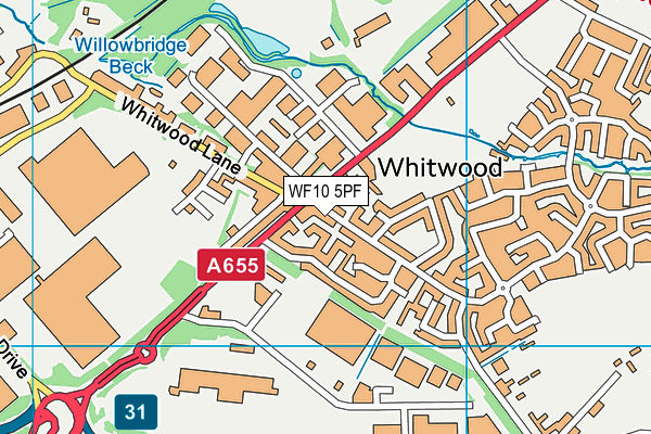 WF10 5PF map - OS VectorMap District (Ordnance Survey)