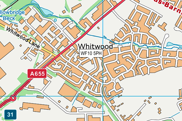 Castleford Rufc (Willowbridge Lane) map (WF10 5PH) - OS VectorMap District (Ordnance Survey)