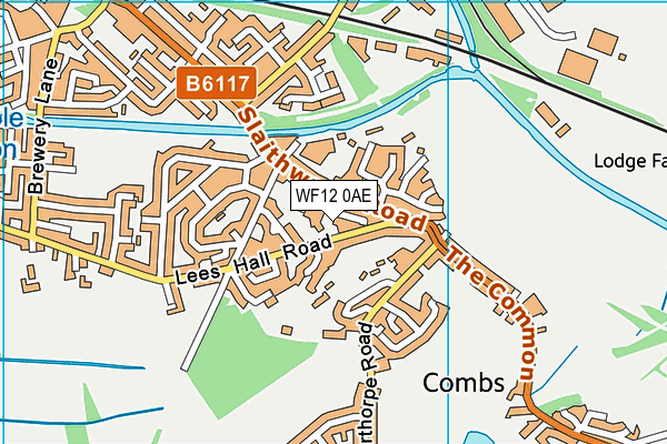 WF12 0AE map - OS VectorMap District (Ordnance Survey)