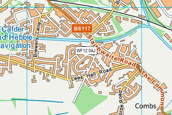 WF12 0AJ map - OS VectorMap District (Ordnance Survey)